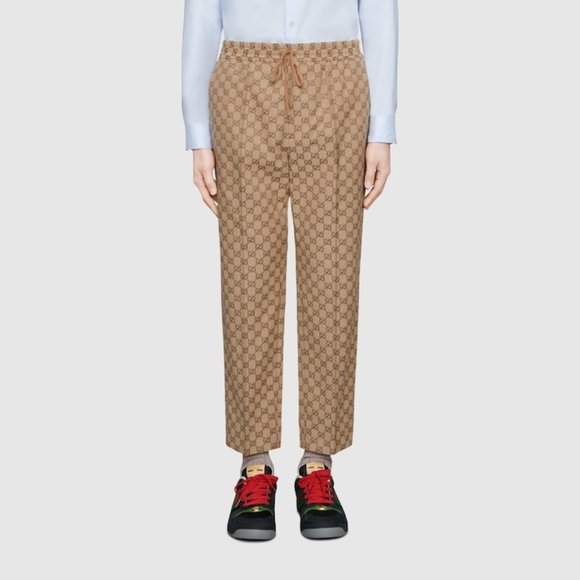 Gucci Other - Gucci GG Canvas Track Bottoms in Camel Ebony Canvas Size Medium